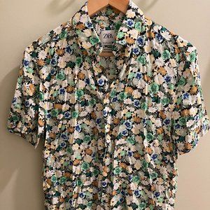 Men's ZARA Small Regular Fit Casual Floral Print Short Sleeve Shirt BNWT Size S